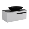 Тумба Остiн білий мат зі стільницею 100 см та умивальником Olive 74 см чорний