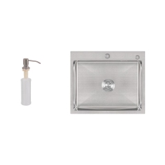 Мойка для кухни интегрированная Lidz Handmade H6050 (LDH6050BRU35371) Brushed Steel 3,0/1,0 мм купить в САНН Одесса