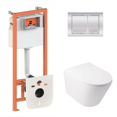Готовое решение Qtap для ванной комнаты: подвесной унитаз Swan Ultra Quiet 485x360x320 + комплект инсталляции Nest 4 в 1 (квадратная клавиша Chrome) купить в САНН Одесса