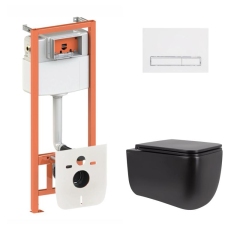 Готовое решение Qtap для ванной комнаты: подвесной унитаз Gemini Ultra Quiet 530х365х373 + комплект инсталляции Nest 4 в 1 (линейная клавиша White купить в САНН Одесса