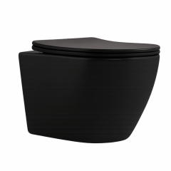 Унитаз подвесной Qtap Robin New Ultra Quiet с сиденьем с сиденьем Soft-Close MATT BLACK QT13332381АSMB купить в САНН Одесса
