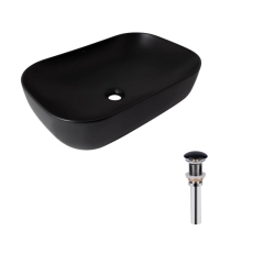 Комплект Qtap Robin: Раковина накладная прямоугольная 600x390x150 мм Matt Black + Донный клапан PU03 купить в САНН Одесса