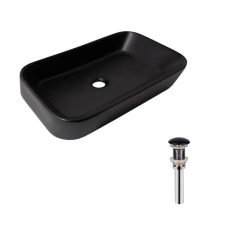 Комплект Qtap Scorpio: Раковина накладная прямоугольная 550х390х120 мм Matt Black + Донный клапан PU03 купить в САНН Одесса