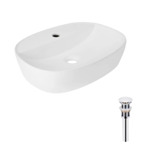 Комплект Qtap Scorpio: Раковина накладная овальная 500x380x120 мм White + Донный клапан PU02 купить в САНН Одесса