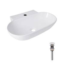 Комплект Qtap Cardinal: Раковина подвесная / накладная овальная 565х400х130 мм White + Донный клапан PU02 купить в САНН Одесса