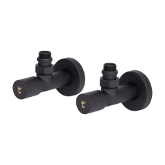 Комплект кранов Thermo Alliance Standart 1/2" Н для полотенцесушителя угловой черный SF395W15B купить в САНН Одесса