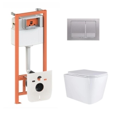 Готовое решение Qtap для ванной комнаты: подвесной унитаз Tern Ultra Quiet 525x345x360 + комплект инсталляции Nest 4 в 1 (квадратная клавиша Satin) купить в САНН Одесса