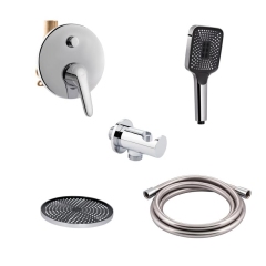 Комплект для душа Qtap Olsava Chrome: Смеситель QTOS6212107ODC + Лейки (QTRUC125CRM45952,QTHLA107CRM45948) + Шланг QTHADPVC200C + QTCRMBH030 купить в САНН Одесса