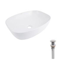 Комплект Qtap Cardinal: Раковина накладная 600x380x140 мм, White, овальная + Донный клапан Pop-up PU02 купить в САНН Одесса