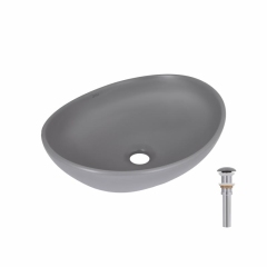 Раковина накладная Qtap Dove 415x340x140 мм, Stone grey, овальная, с донным клапаном QTDOV188SG49783 купить в САНН Одесса