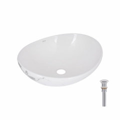 Раковина накладная Qtap Dove 415x340x140 мм, Marble, овальная, с донным клапаном QTDOV188SB49785 купить в САНН Одесса