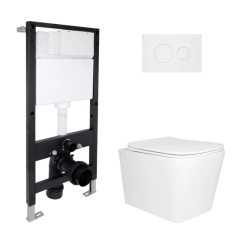 Готовое решение Qtap для ванной комнаты: подвесной унитаз Tern Ultra Quiet 525x345x360 + комплект инсталляции Standard (круглая кнопка White) купить в САНН Одесса