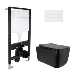 Готовое решение Qtap для ванной комнаты: подвесной унитаз Gemini Ultra Quiet 520x360x350 + комплект инсталляции Standard (линейная кнопка White) купить в САНН Одесса