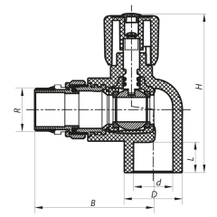 Кран радиаторный 25x3/4 угловой с прокладкой "антипротечка" PPR Koer K0162.PRO (KP0208) купить в САНН Одесса