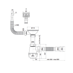 Сифон для кухни Zerix SK-02-A 3 1/2"x40 с резьб. выпуском и гибким прямоугольным переливом (ZX4952) купить в САНН Одесса