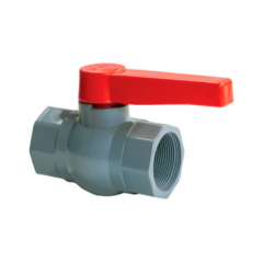 Кран шаровой PVC, ручка "рычаг" (grey+red) Plamix PVF-1 1/4" FF (PM0628) купить в САНН Одесса