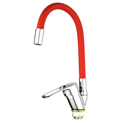 Смеситель для кухни MIXXUS FANY 011 NUT REFL.RED с гибким изливом (без подводки) (Цвет хром+излив красный) (MI6290) купить в САНН Одесса