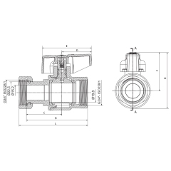Кран шаровый прямой Н/Г Roho R115-075 -3/4"х3/4" ВВ, ручка "бабочка" красная (RO0233) купить в САНН Одесса