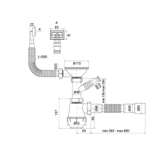 Сифон для кухни Zerix SK-02-B 3 1/2"x40 с резьб. выпуском и отводом для стиральной машины (ZX4953) купить в САНН Одесса