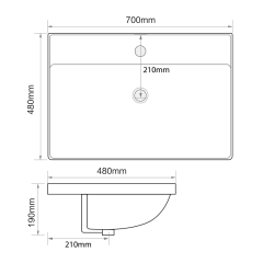 Раковина мебельная MIXXUS PREMIUM STYLE-1502 700х480х190mm (отверстие под смеситель, перелив) (MP6499) купить в САНН Одесса