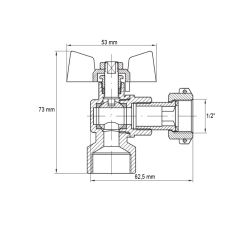 Кран угловой с накидной гайкой Koer KR.223 - 1/2" ГГБ (KR4773) купить в САНН Одесса