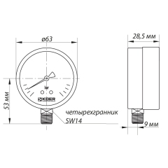 Манометр радиальный KOER KM.610R D 63мм (0-6 bar) 1/4"(KR2903) купить в САНН Одесса