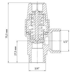 Клапан запобіжний ВЗ 1/2"х3/4" Koer KR.1261 (6 бар) (KR3108) купити в САНН Одеса