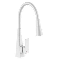 Смеситель для кухни MIXXUS ETNA 014-T NUT WHITE REFL.WHITE (Цвет белый+силиконовый излив белый) (MI8424) купить в САНН Одесса