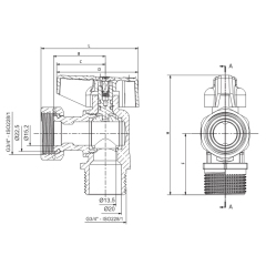 Кран шаровый угловой Н/Г, Roho R116-075B -3/4"х3/4" ВЗ ручка "бабочка" черная (RO0238) купить в САНН Одесса