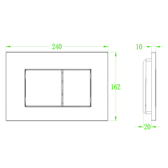 Панель смыва KOER KT-0602-16 240x160x10mm пластиковая, кнопка квадратная (цвет черный глянцевый) (KR5182) купить в САНН Одесса