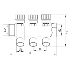 Коллектор теплого пола вентильный с фитингом Koer KR.1123-4 3/4”x4 ways (KR2831) купить в САНН Одесса