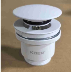 Донный клапан для раковины универсальный (с/без перелива) KOER PW-01-03 автоматический (Click-Clack) (Цвет белый) 1 1/4'' (KR3402) купить в САНН Одесса