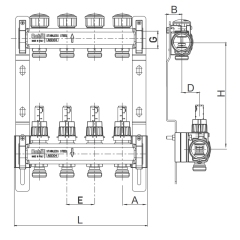 Коллектор с расходомером и термостатическими клапанами Roho R804-03 - 1"х 3 вых. (RO0035) купить в САНН Одесса