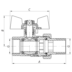 Кран с американкой 3/4" красный СК (ART 400) (WP0082) купить в САНН Одесса