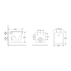 Унітаз підвісний Mixxus Premium Quadro-0301-R 490x340x360mm, система змиву Rimless (MP6452) купить в САНН Одесса