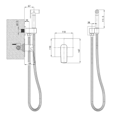 Смеситель для гигиенического душа MIXXUS PREMIUM MONE 002 INNER GRAPHITE (встроенный) (Цвет графит) (MI6784) купить в САНН Одесса