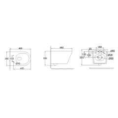 Унитаз подвесной MIXXUS BEVEL-0305-T3 480x360x340mm система смыва TORNADO 3.0 (MI8425) купить в САНН Одесса