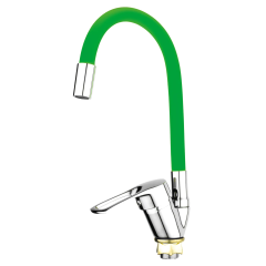 Смеситель для кухни MIXXUS FANY 011 NUT REFL.GREEN с гибким изливом (без подводки) (Цвет хром+излив зеленый) (MI6292) купить в САНН Одесса