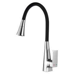 Смеситель для кухни MIXXUS ETNA 014-T NUT REFL.BLACK (Цвет хром+силиконовый излив черный) (MI8419) купить в САНН Одесса