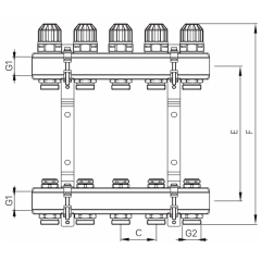 Коллекторный блок с термостатическими клапанами Koer KR.1100-11 1”x11 ways (KR2637) купить в САНН Одесса