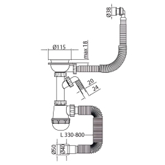 Сифон для кухни MIXXUS SK-06-BL 3 1/2"x40 с пластиковой черной сеткой, отводом для стиральной машины, гибким круглым переливом (MI8196) купить в САНН Одесса