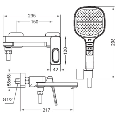 Смеситель для ванны с коротким изливом KOER KB-41031-01 (Цвет хром) (KR5436) купить в САНН Одесса