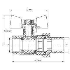 Кран з американкою 1" (Koer KR.227.W) білий (KR0098) купити в САНН Одеса