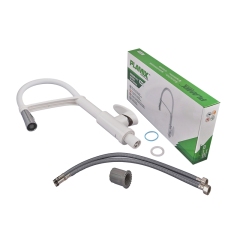 Смеситель для кухни PLAMIX CEZAR-017 SET WHITE REFL.WHITE с силиконовым изливом (с подводкой) (PM0743) купить в САНН Одесса