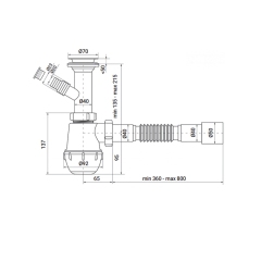 Сифон для кухни Zerix SK-01-B 1 1/2"x40 с литым выпуском и отводом для стиральной машины (ZX4951) купить в САНН Одесса