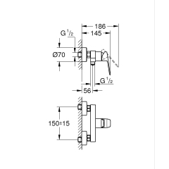 Однорычажный смеситель для душа Grohe Cubeo (1018240000) купить в САНН Одесса