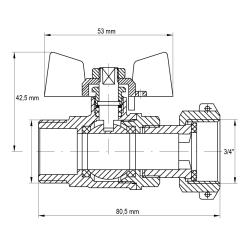 Кран с накидной гайкой 3/4" ГШБ газ Koer KR.220.G (KR0167) купить в САНН Одесса