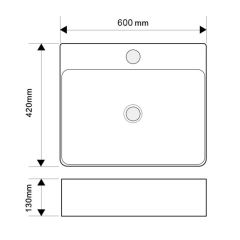 Раковина підвісна-накладна MIXXUS PREMIUM QUADRO-0204 600х420х130mm (отвір під змішувач, перелив) (MP6719) купить в САНН Одесса
