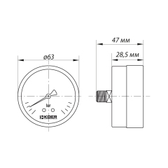 Манометр аксиальный (KOER KM.611A) (0-10 bar), D 63мм, 1/4''(KR0212) купить в САНН Одесса