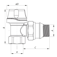Кран термостатический угловой 1/2" Koer KR.921-GI (KR2682) купить в САНН Одесса